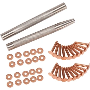20 Paket Bakır Perçinler ve Çapaklar (14 mm ve 19 Mm), Kemerler, Çantalar, Tasmalar, Deri Işçiliği Için 2 Adet Punch Perçin Aleti ile (Yurt Dışından)