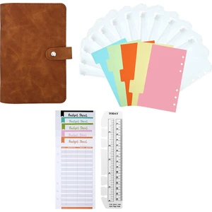 28 Parça A6 Telli Defter, Bütçe Planlayıcı, 6 Delikli Bütçe Dosyalayıcı, Dosya Cepli, Bütçe Sayfaları, (Kahverengi) (Yurt Dışından)