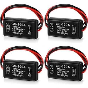 GS-100A Fren Lambası Flaşör Modülü, Dc 12-24V 2A 24W Yüksek Fren Kontrol Cihazı Kuyruk Lambası Güvenlik Istemi Kontrol Cihazı 4 Adet (Yurt Dışından)