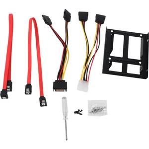 2x 2,5 Inç SSD - 3,5 Inç Dahili Sabit Disk Sürücüsü Montaj Kiti Braketi (Sata Veri Kabloları ve Güç Kabloları Dahildir) (Yurt Dışından)