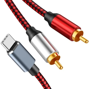 USB C Ila 2 Rca Ses Kablosu Tip C Erkek Ila 2 Rca Erkek Ses Kablosu Tablet Hoparlör Amplifikatör Tv, 1 M (Yurt Dışından)