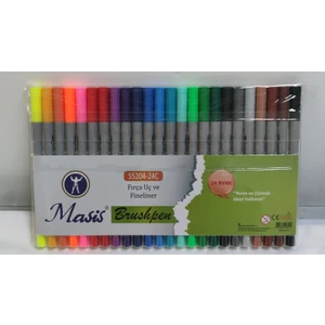 24 Renk Fırça Uç Fineliner Keçeli Kalem