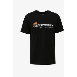 Discovery Expedition Siyah Erkek Bisiklet Yaka Basic Baskılı T-Shirt D4SM-TST3304