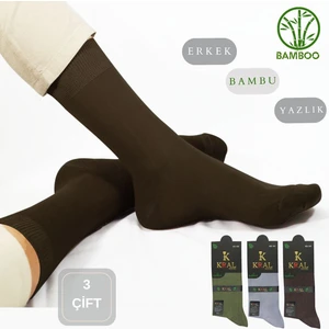 Kral Socks Bambu Erkek Soket Düz Uzun Çorap Klasik Yazlık Dikişsiz 3'Lü Premium Set