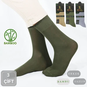 Kral Socks Bambu Erkek Soket Düz Uzun Çorap Klasik Yazlık Dikişsiz 3'Lü Premium Set