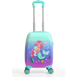 G&D Polo Suitcase Gedox Kids Su Yeşili Lila Denizkızı Desenli Kız Çocuk Valizi 150