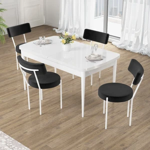 Puka Serisi 80X132 Açılabilir Beyaz Mutfak Masası Takımı 4 Sandalye