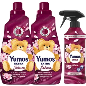 Extra Çamaşır Yumuşatıcı Sakura 1440 ml x2 + Yumoş Sprey Sakura 450 ml x1