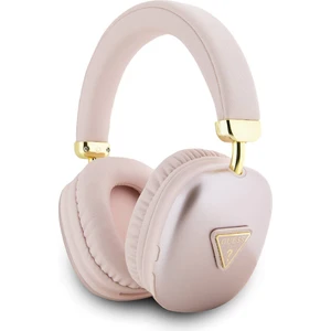 Orjinal Lisanslı Kulak Üstü Bluetooth Kulaklık Guess Pu 4g Desenli Üçgen Logolu Pembe