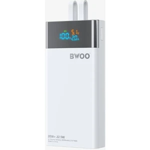 20000 Mah Göstergeli Taşınabilir Hızlı Şarj Cihazı Dahili Type-C ve Lightning Kablolu