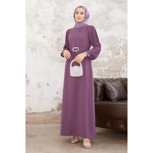 Kolları Piliseli Elbise - Leylak