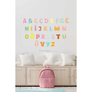 Sticker Ekspres Rengarenk Desenli Türkçe Alfabe Çocuk Odası Anaokulu Kreş Duvar Sticker Seti