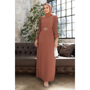 Kolları Piliseli Elbise - Camel