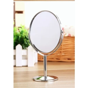 Mini Boy Oval Krom Makyaj Aynası Çift Taraflı 360° Ayna 2x Büyüteç Makyaj Ayaklı Ayna