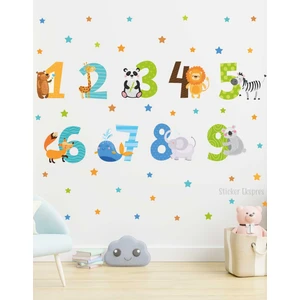 Sticker Ekspres Hayvanlı Rakamlar ve Yıldızlar Eğitici Çocuk Odası Kreş Anaokulu Sticker Seti