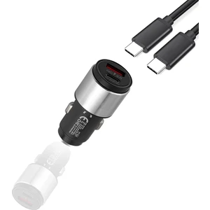 Metal Hızlı Araç Şarj Cihazı 45W  Type-C + USB Port Aynı Anda2 Cihaz Şarj Edilebilir Kablolu Set