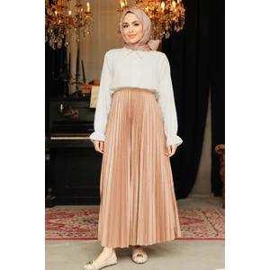 Neva Style Pileli Somon Tesettür Etek 9207SMN