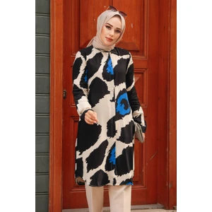 Neva Style Desenli Siyah Tesettür Tunik 25025S