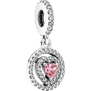 Asaf Accessory Işıltılı Çift Hale Kalpli Sallantılı Charm