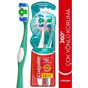 360 Komple Ağız Temizliği Çok Yönlü Koruma Yumuşak Diş Fırçası 1+1