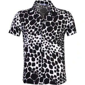 Exve Exclusive Beyaz Üzerine Timsah Desen Digital Print Oversize Rahat Kesim Kısa Kollu Salaş Gömlek
