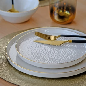 Krem Altın Yaldızlı 31 Parça 6 Kişilik Seramik Yemek Takımı