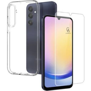 Samsung Galaxy A25 Uyumlu Kılıf Esnek Silikon Telefon Kılıfı ve Temperli Cam Ekran Koruyucu