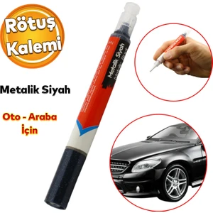 Oto Rötuş Kalemi 5 ml Araç Kaporta Tampon Çizik Giderici Fırça Yenileme Metalik Siyah Renk Boya