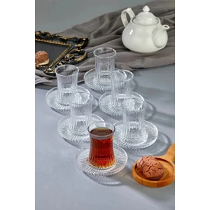 Elysia Çay Bardağı ve Riva Çay Tabağı Seti - Şeffaf