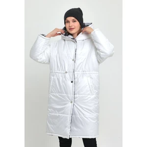 Çift Taraflı Kapüşonlu Uzun Şişme Mont AD-K50458LNW