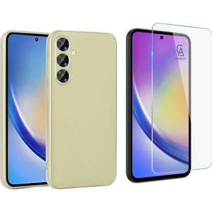 Samsung Galaxy A35 ile Uyumlu Kılıf Soft Yumuşak Telefon Kılıfı ve Temperli Cam Ekran Koruyucu