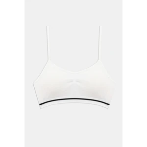 Kız Çocuk White Seamless Pedli Beyaz Crop Üst