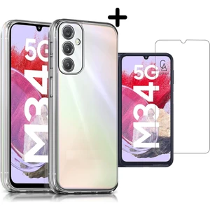 Samsung Galaxy M34 5g Uyumlu Kılıf Esnek Silikon Telefon Kılıfı ve Temperli Cam Ekran Koruyucu