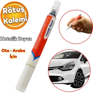 Oto Rötuş Kalemi 5 ml Araç Kaporta Tampon Çizik Giderici Fırça Yenileme Metalik Beyaz Renk Boya