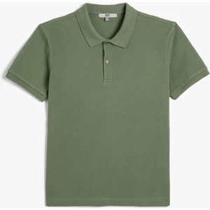 Polo Yaka Tişört Slim Fit Düğmeli Kısa Kollu