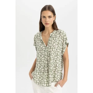 Regular Fit Bisiklet Yaka Krinkıl Kumaş Kısa Kollu Bluz U5300AZ24SM