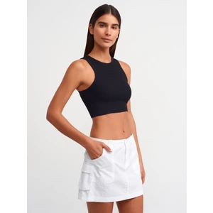 20820 Dikiş Efektli Crop Top-Siyah