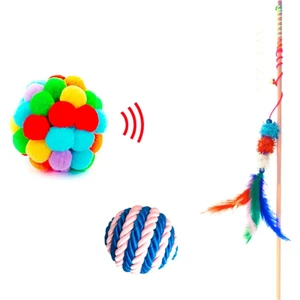 Kedi Oyun Seti Ponpon Top Kedi Oltası Kedi Oyun Topu