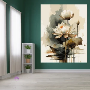 Renkli Baskılı Sayılarla Boyama Hobi Seti (Çerçeveli) 40X50 Cm: Lotus Çiçeği