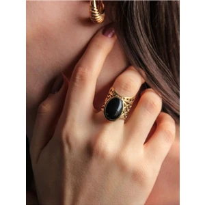 Esha Store Doğal Taş Oniks Doğal Taşlı Ayarlanabilir Yüzük EUY24O