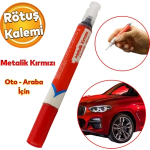 Oto Rötuş Kalemi 5 ml Araç Kaporta Tampon Çizik Giderici Fırça Yenileme Metalik Kırmızı Renk Boya