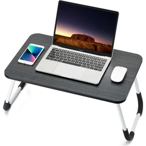 Portatif Katlanabilir Düz Yüzeyli Yatak Üstü Laptop Çok Amaçlı Sehpa Siyah