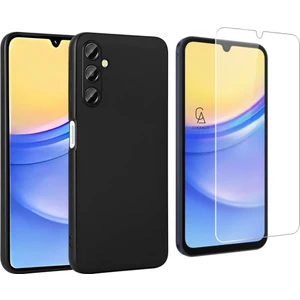 Samsung Galaxy A15 ile Uyumlu Kılıf Soft Yumuşak Telefon Kılıfı ve Temperli Cam Ekran Koruyucu