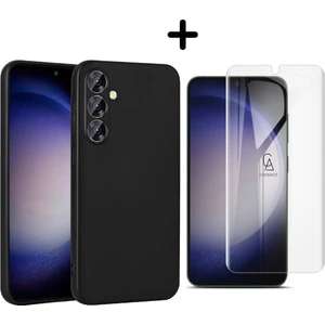 Samsung Galaxy S24 Plus Uyumlu Kılıf Esnek Silikon Telefon Kılıfı ve Temperli Cam Ekran Koruyucu