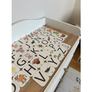 Bella Casa Kids Harf Hayvan Eşleme Kartı, Eğitici Oyuncak, Montessori Eğitim Oyuncak, Motor Zeka Oyuncak