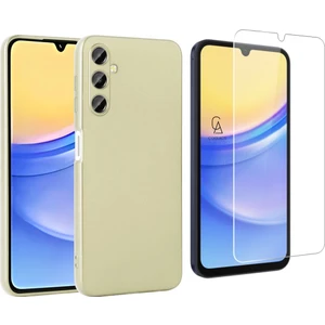 Samsung Galaxy A15 ile Uyumlu Kılıf Soft Yumuşak Telefon Kılıfı ve Temperli Cam Ekran Koruyucu
