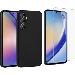 Samsung Galaxy A55 5g ile Uyumlu Kılıf Soft Yumuşak Telefon Kılıfı ve Temperli Cam Ekran Koruyucu