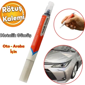 Oto Rötuş Kalemi 5 ml Araç Kaporta Tampon Çizik Giderici Fırça Yenileme Metalik Gümüş Renk Boya