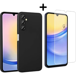 Samsung Galaxy A25 Uyumlu Kılıf Esnek Silikon Telefon Kılıfı ve Temperli Cam Ekran Koruyucu