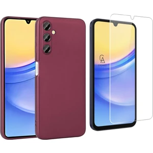Samsung Galaxy A15 ile Uyumlu Kılıf Soft Yumuşak Telefon Kılıfı ve Temperli Cam Ekran Koruyucu